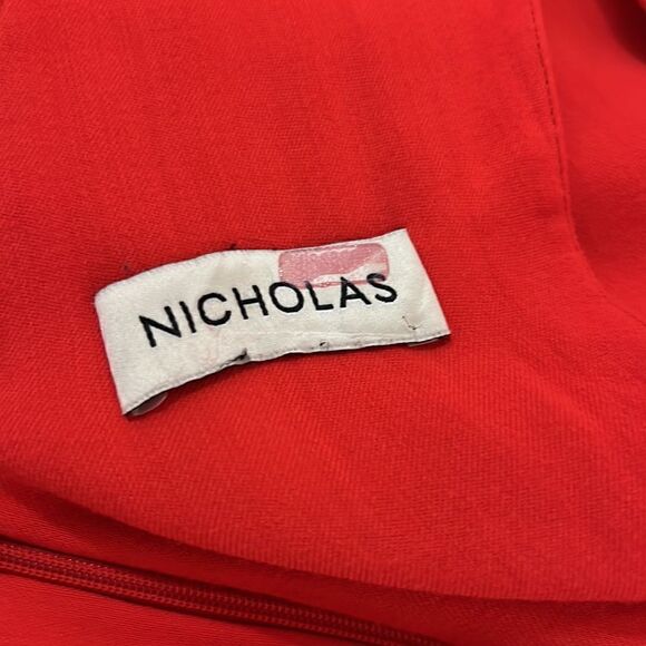 Nicholas Red v neck midi dress with ruched sleeves size 6 - Picture 13 of 15